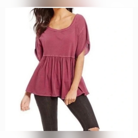 Free People Tops - Free People We The Free Purple/Muave Babydoll Short Sleeve Top Size S & M
